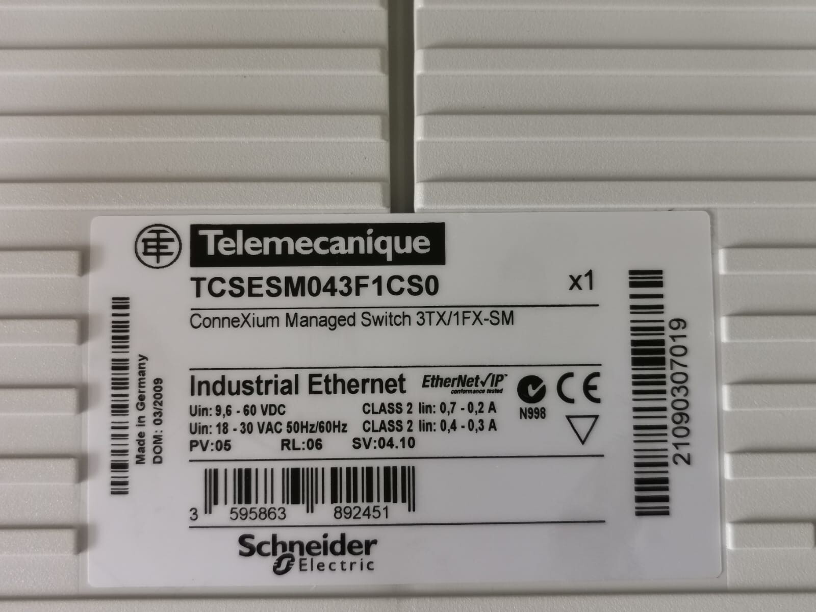 Schneider Electric TCSESM043F1CS0 TELEMECANIQUE by SCHNEIDER ELECTRIC TCSESM043F1CS0 CONNEXIUM MANAGED SWITCH 7