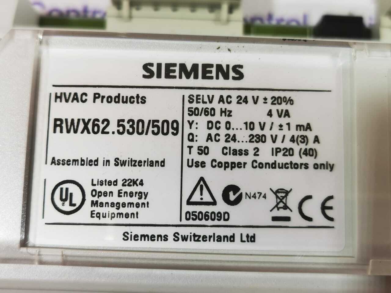 Siemens RWX62.530/509 SIEMENS RWX62.530/509 SEL AC 24V 50/60HZ 4VA HVAC PRODUCTS 4