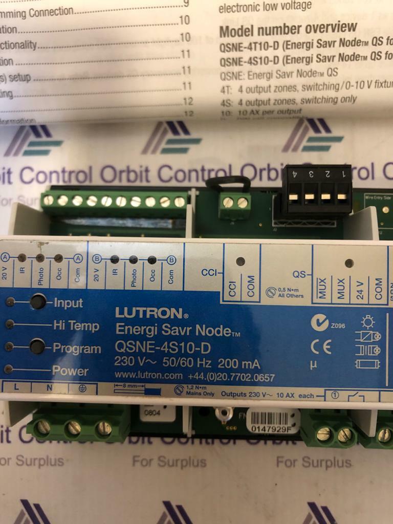 Lutron QSNE-4S10-D LUTRON QSNE-4S10-D Save Energy Controller 200mA 230VAC QSNE4S10D 2