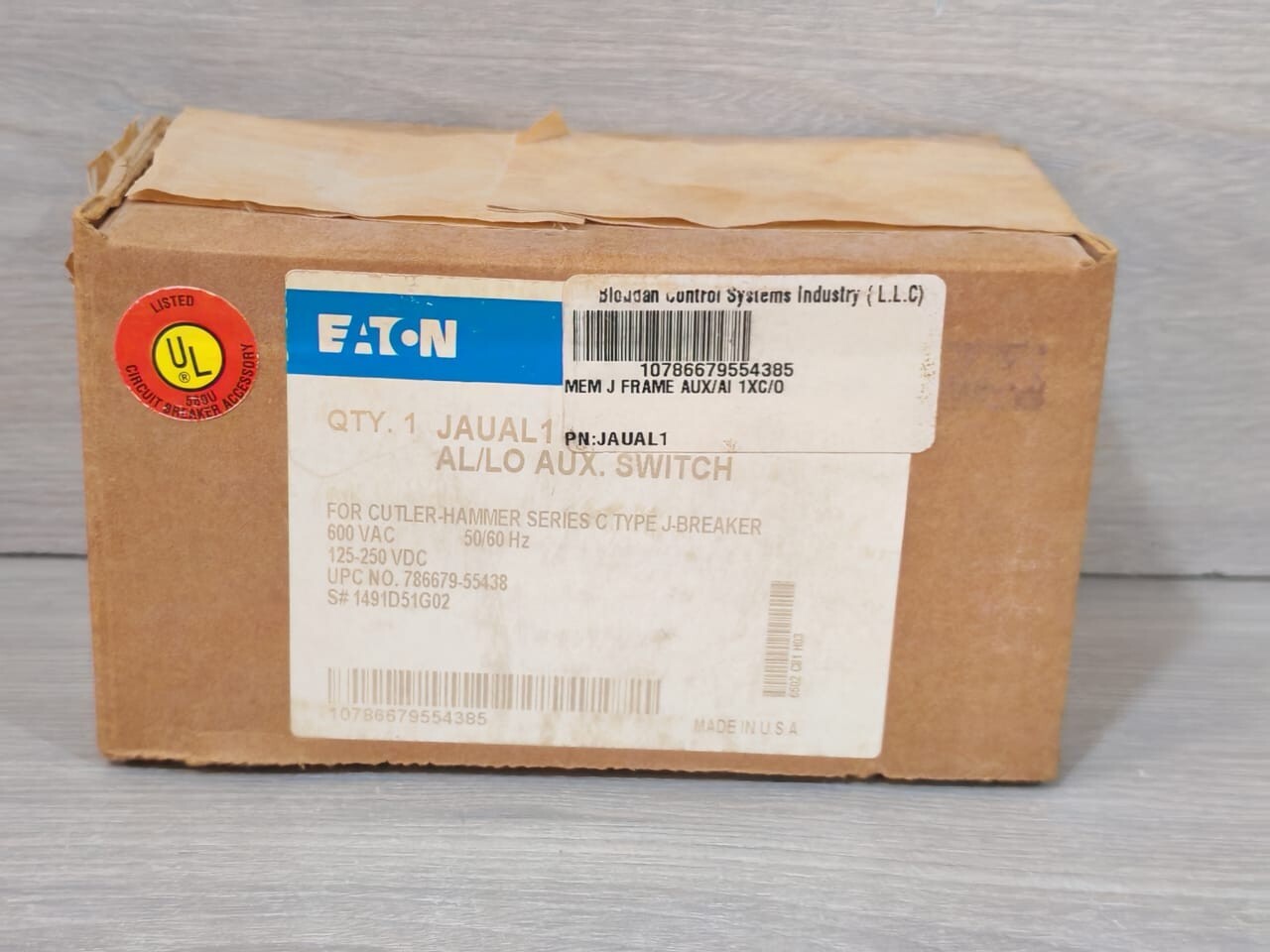 EATON/CUTLER-HAMMER 1491D51G02 EATON/CUTLER-HAMMER AAL2LPK/JAUAL1 AL/LO &AUX.SW.SER.C TYPE J-BREAKER 1491D51G02 10
