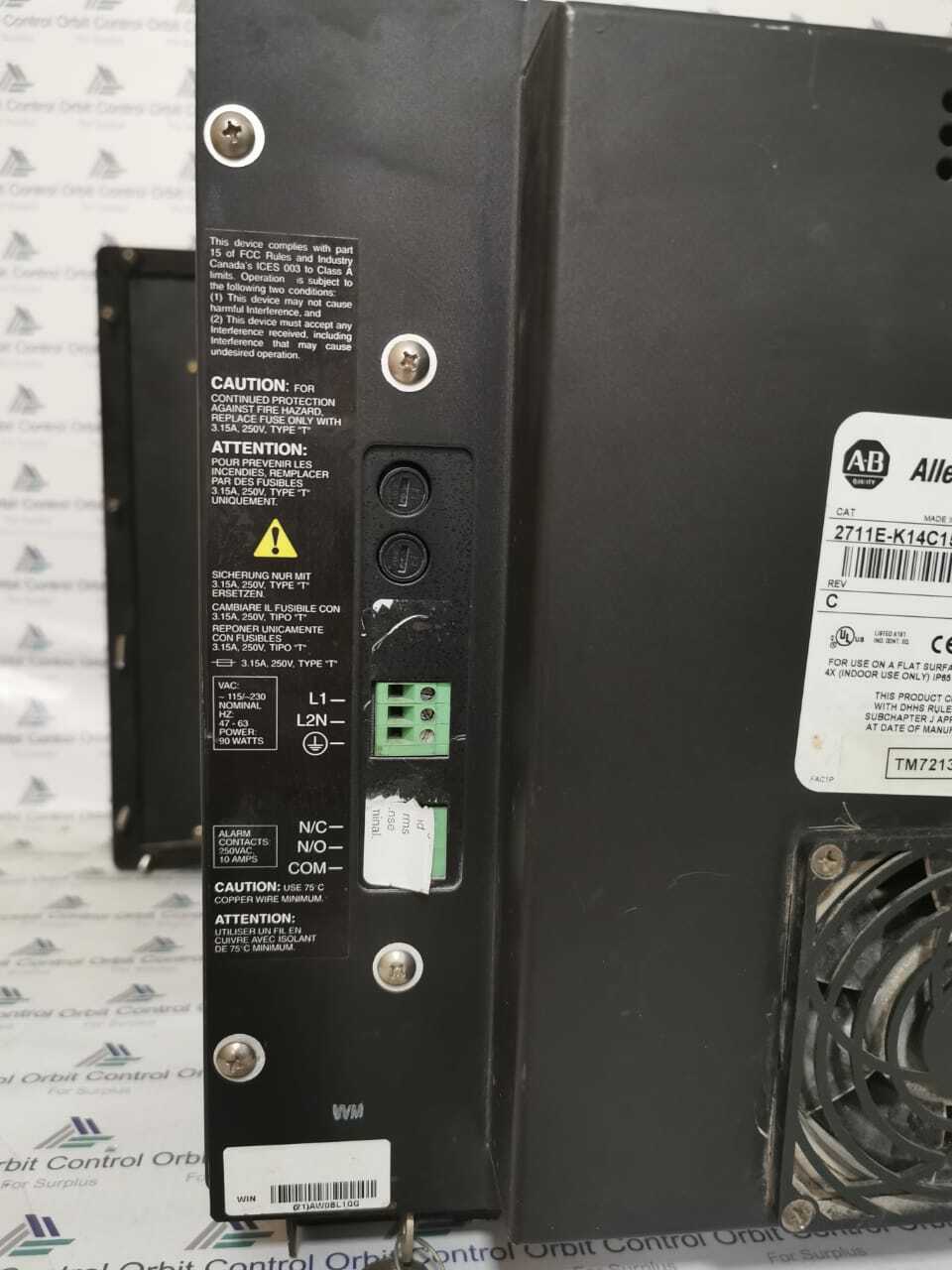 ALLEN BRADLEY 2711E-K14C15 Allen Bradley Panelview 1400e 2711E-K14C15 Ser G Rev C FRN 5.16 8