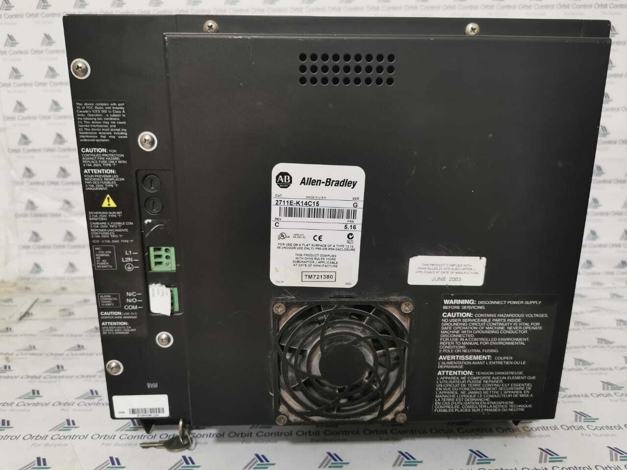ALLEN BRADLEY 2711E-K14C15 Allen Bradley Panelview 1400e 2711E-K14C15 Ser G Rev C FRN 5.16 9