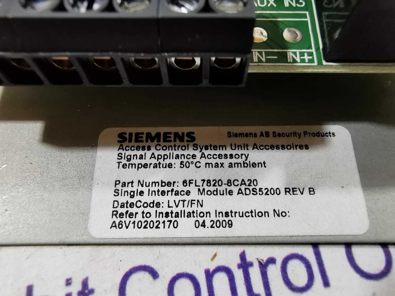 Siemens 6FL7820-8CA20 Siemens 6FL7820-8CA20 Single Interface Module ADS5200 Rev.B 4