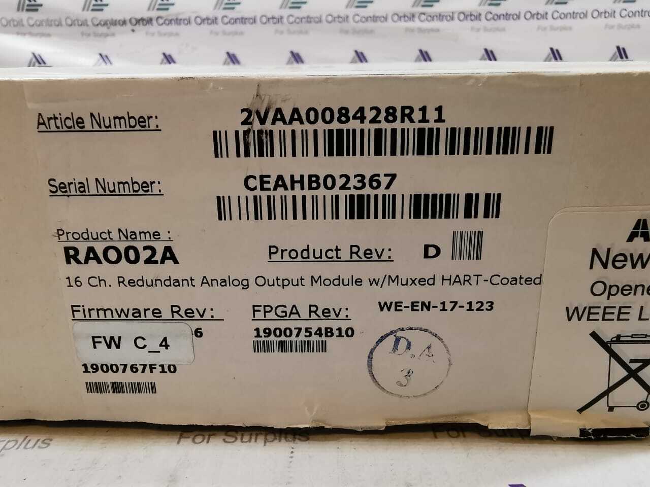 ABB 2VAA008428R11 ABB RAO02A 2VAA008428R11 Symphony Plus 16CH 2