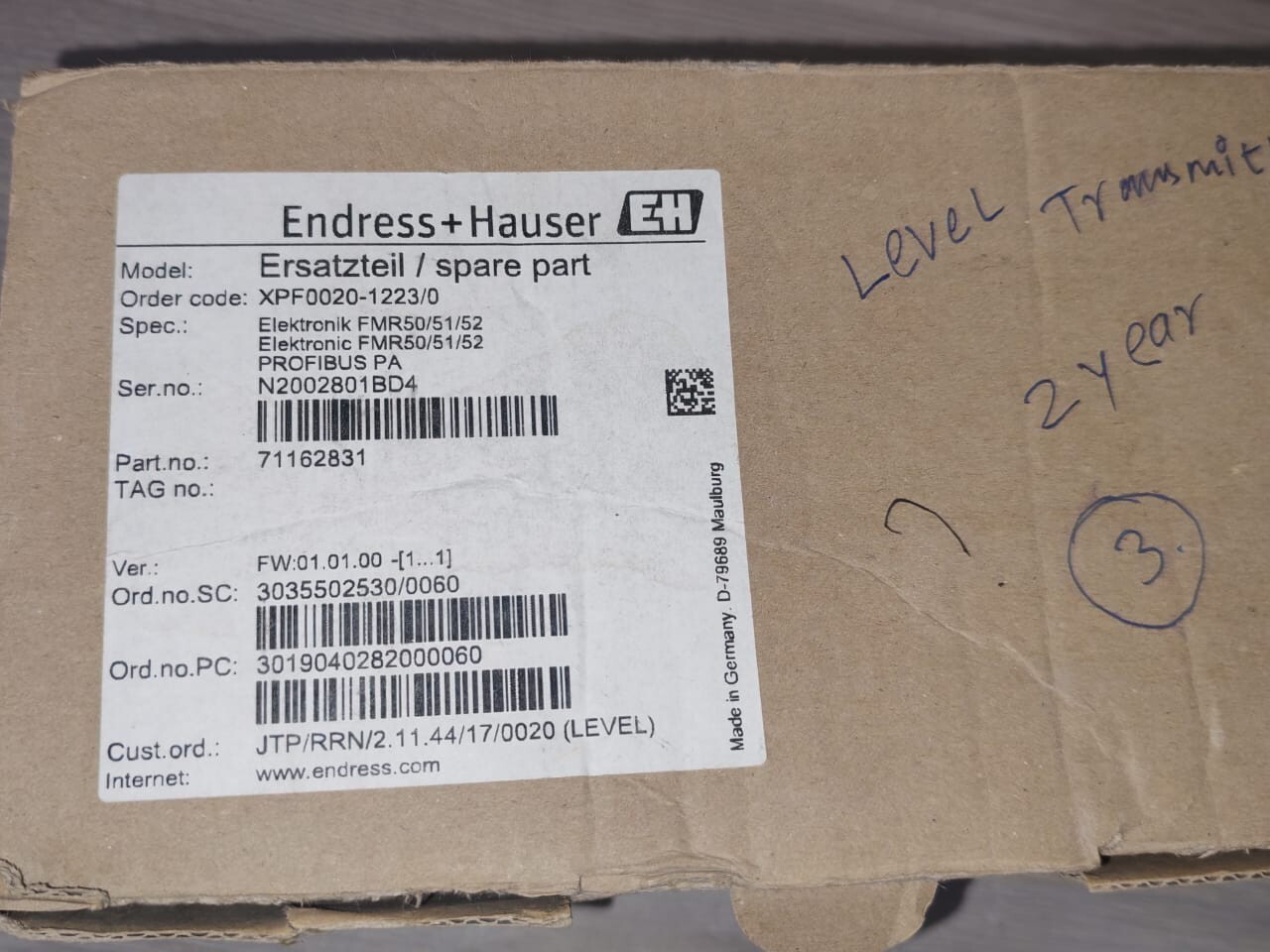 Endress+Hauser XPF0020-K3 ENDRESS + HAUSER FMR50/51/52/ PA SPAREPART XPF0020-K3- WITH BOX 10