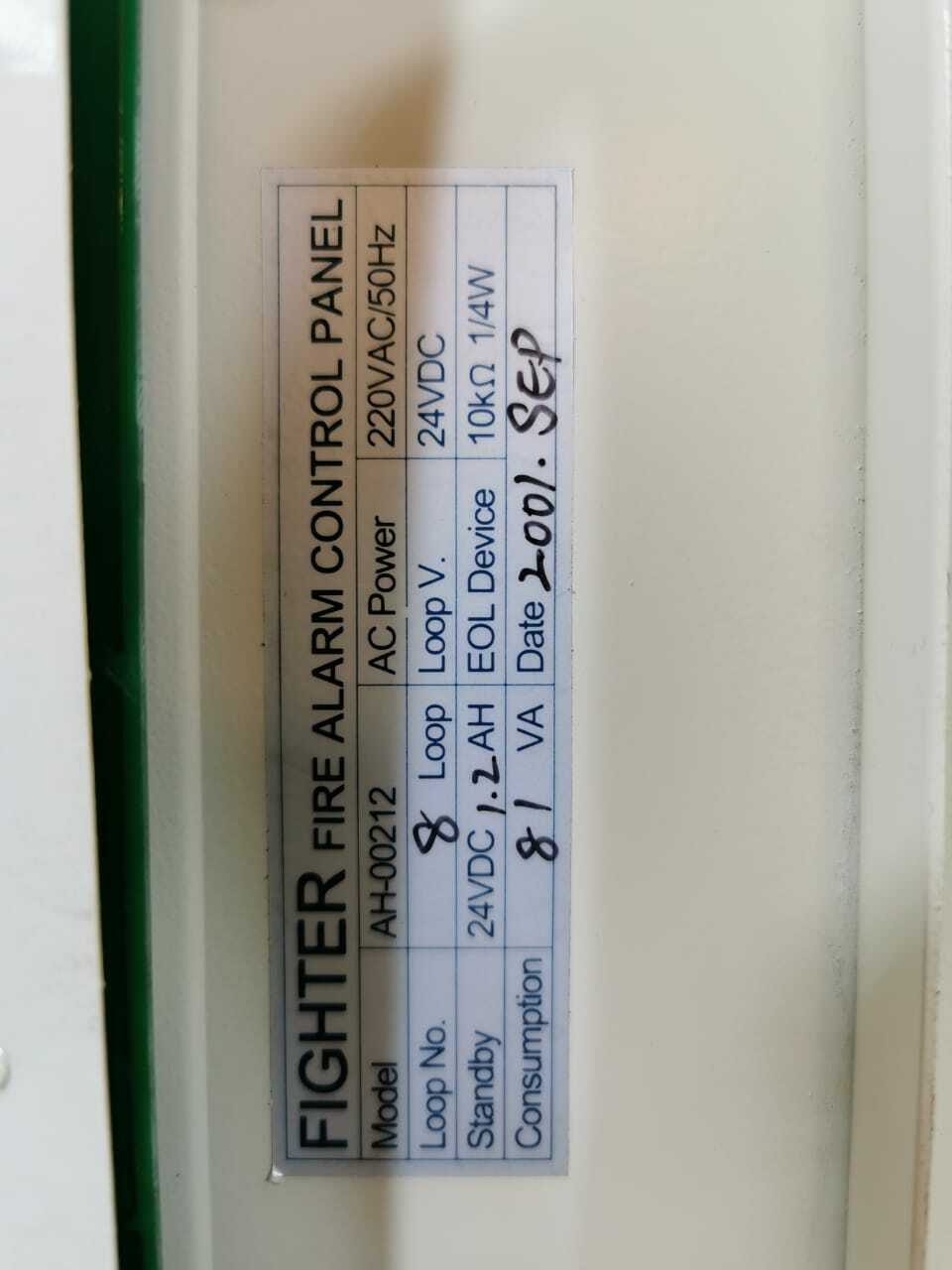 FIGHTER AH-00212 FIGHTER FIRE ALARM CONTROL PANEL AH-00212- WITH OLD 6