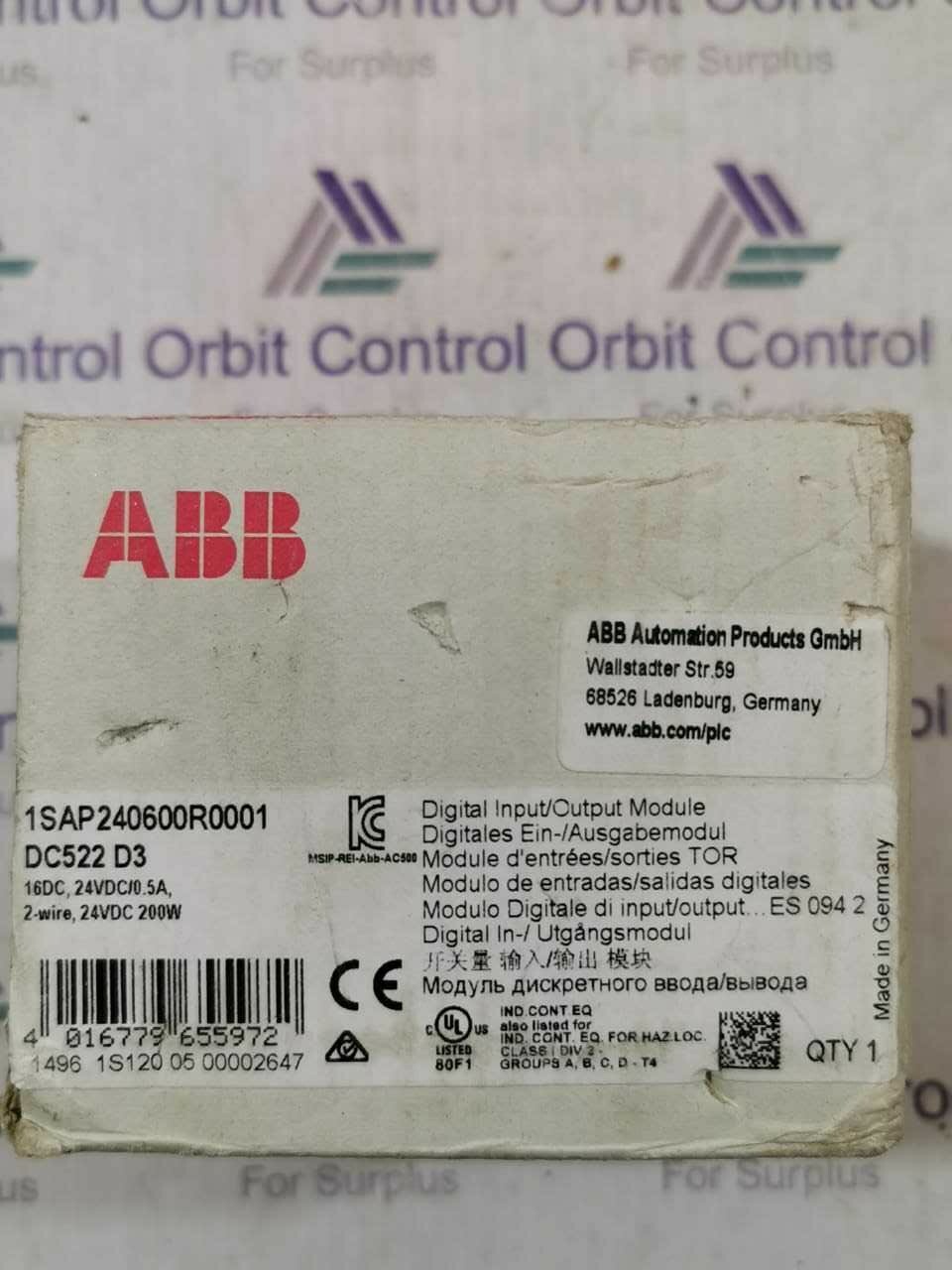 ABB DC522 ABB 1SAP240600R0001 / DC522 D3 DIGITAL OUTPUT / INPUT MODULE 4