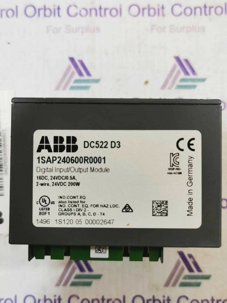 ABB DC522 ABB 1SAP240600R0001 / DC522 D3 DIGITAL OUTPUT / INPUT MODULE 7