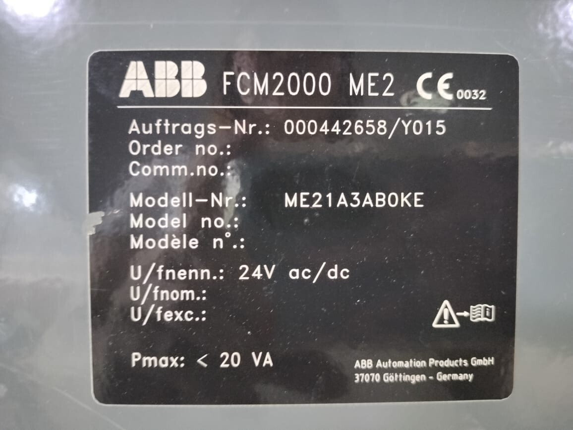 ABB FCM2000 ABB FCM2000 /ME21A3ABOKE MASS FLOW METER 24V 9