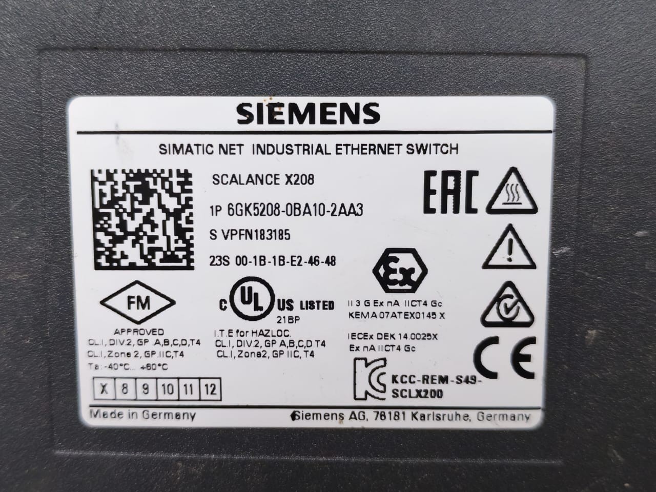 Siemens 6GK5208-0BA10-2AA3 Siemens 6GK5208-0BA10-2AA3 Scalance X208 Simatic Net Industrial Ethernet Switch 2