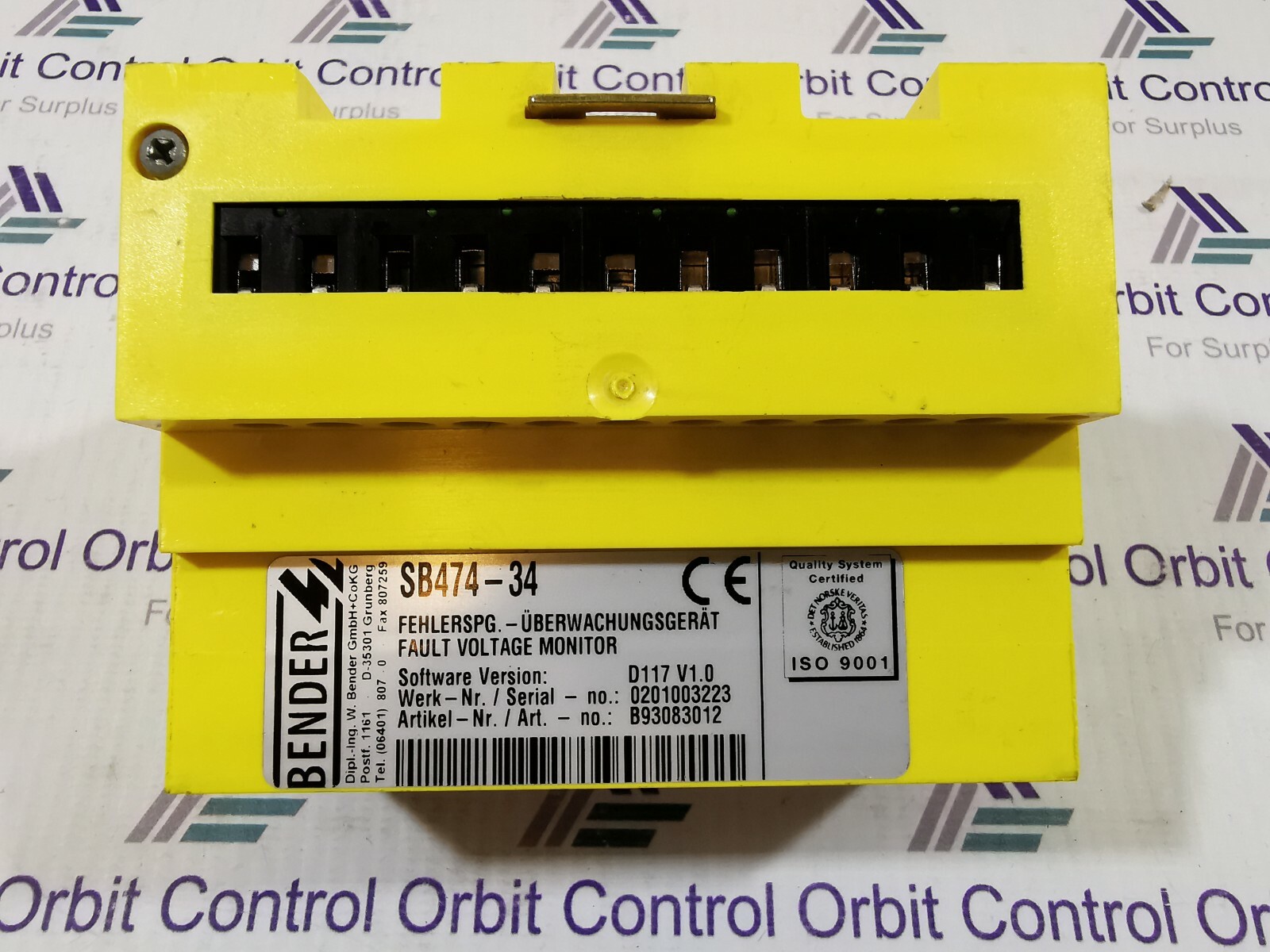 Bender SB474-34 BENDER SB474-34 FAULT VOLTAGE MONITOR 4