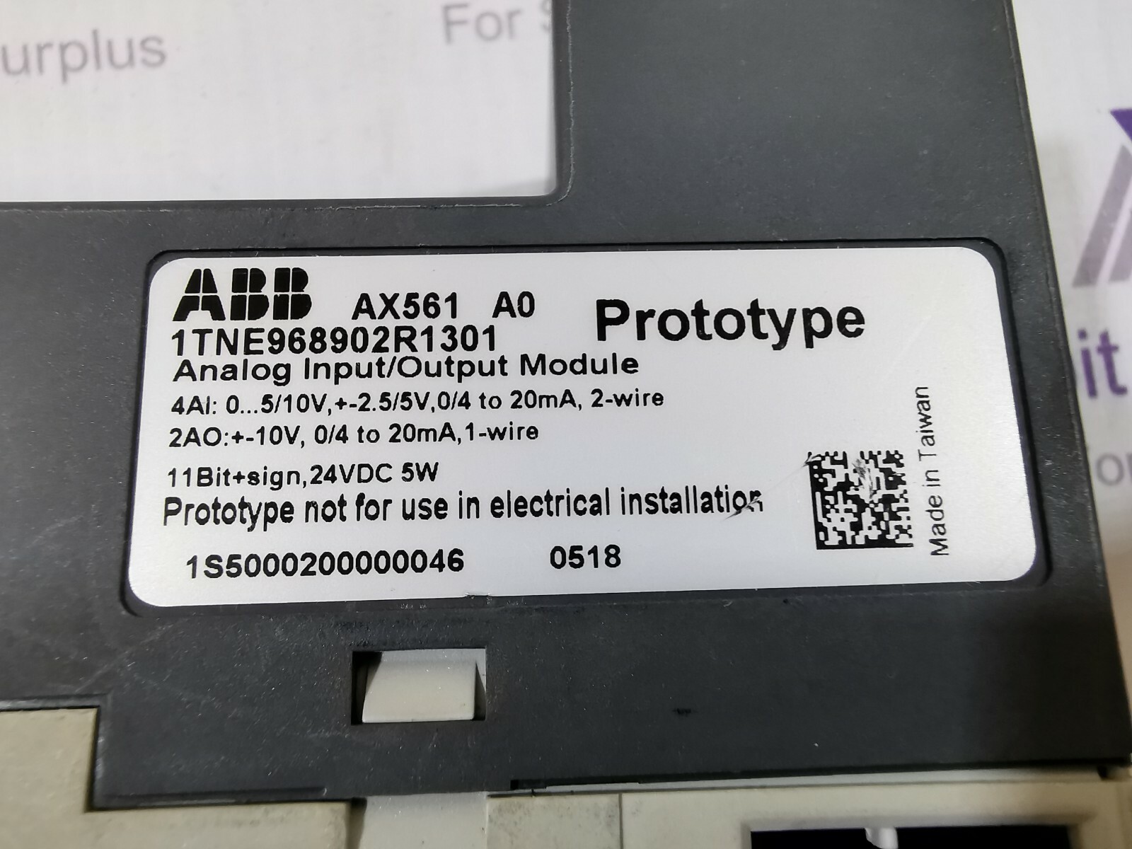 ABB AX561 AX561 A0 ABB 1TNE968902R1301 ANALOG MODULE 4