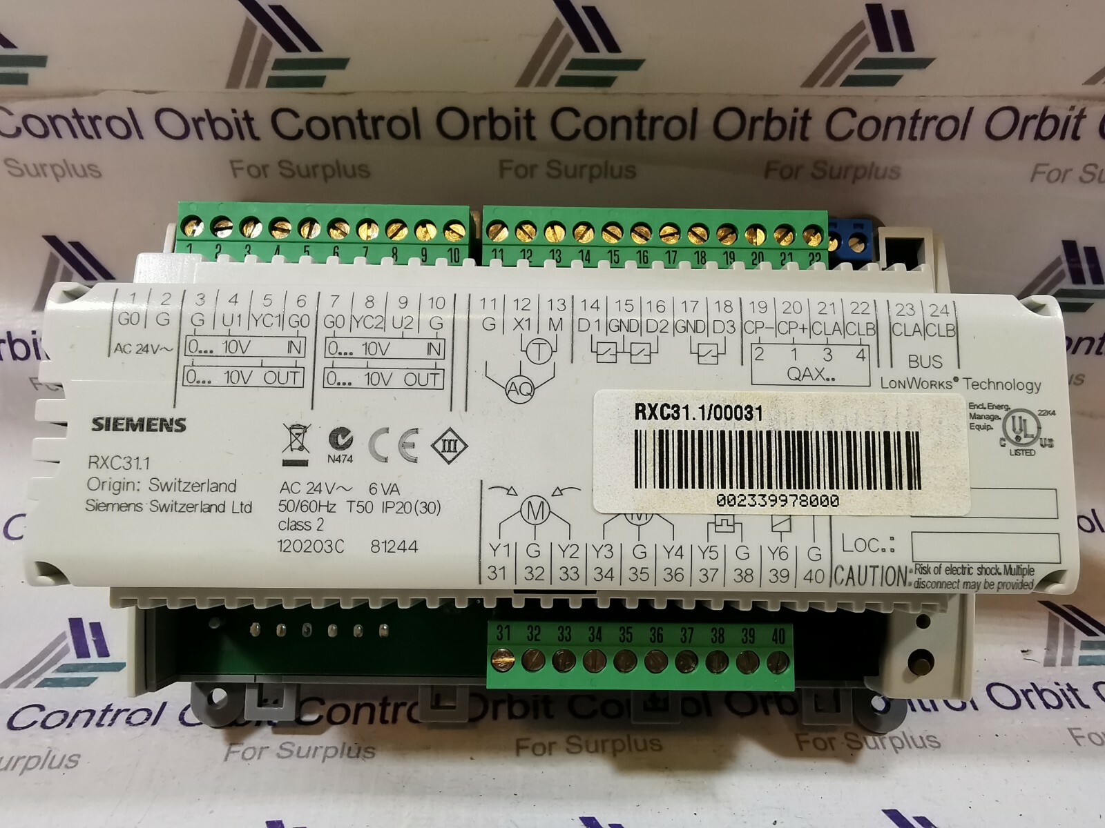 SIEMENS RXC31.1/00031 / RXC31100031 ROOM CONTROLLER 24V