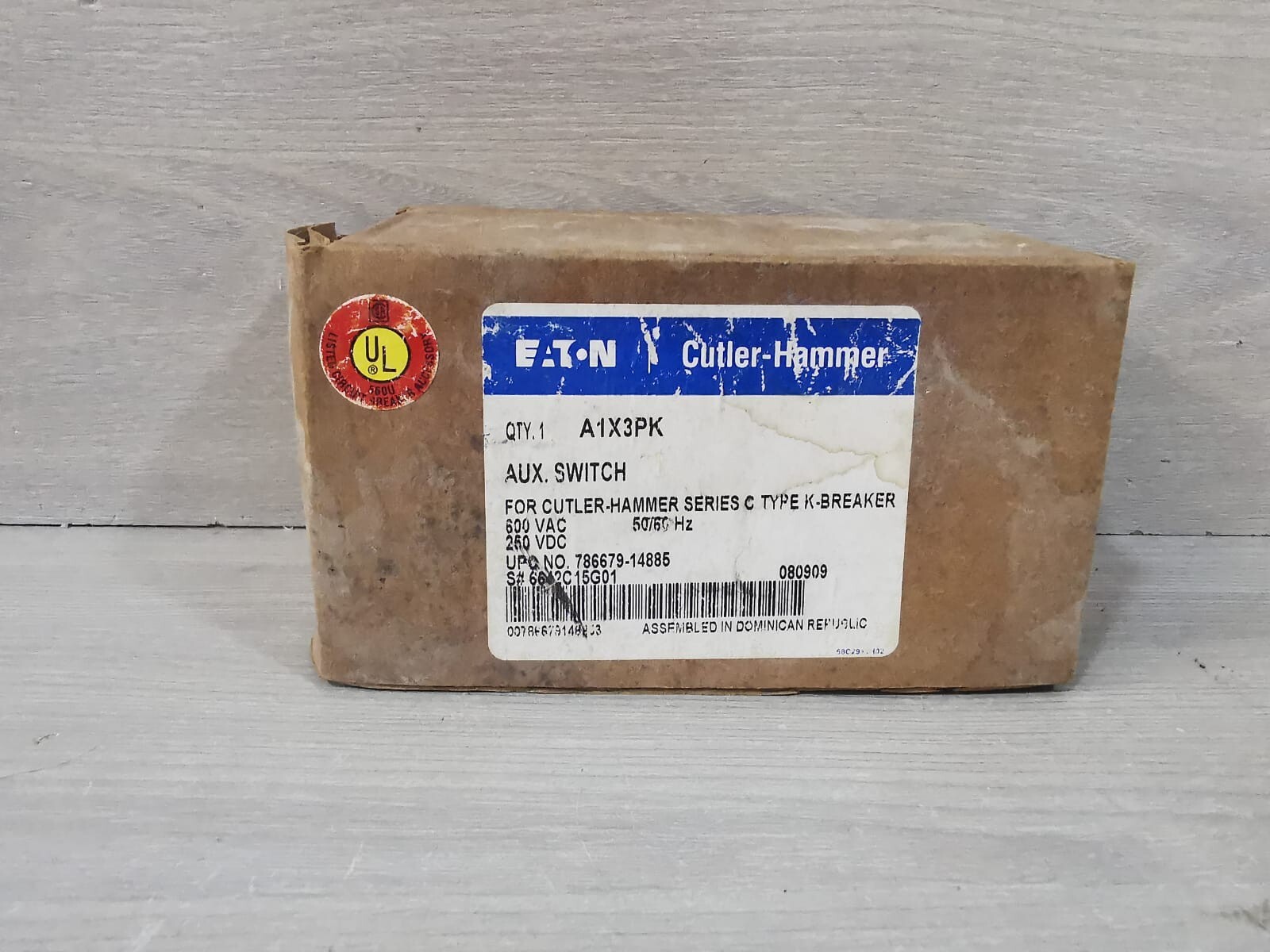 Eaton A1X3PK EATON A1X3PK AUX.SWITCH FOR CUTLER-HAMMER DER.C TYPE K-BREAKER 6642C15G01 600VAC 2