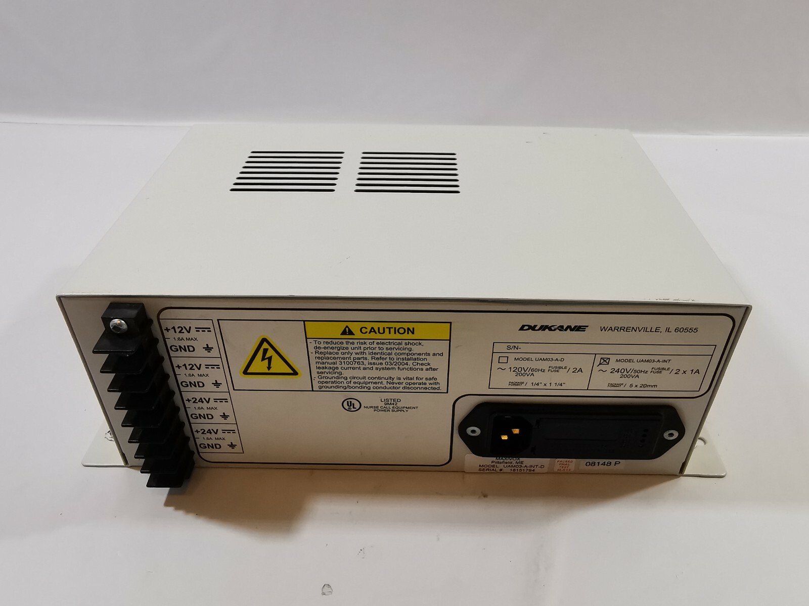 DUKANE UAM03-A-INT DUKANE UAM03-A-INT 240V/ 50Hz / 2X1A 200VA 2