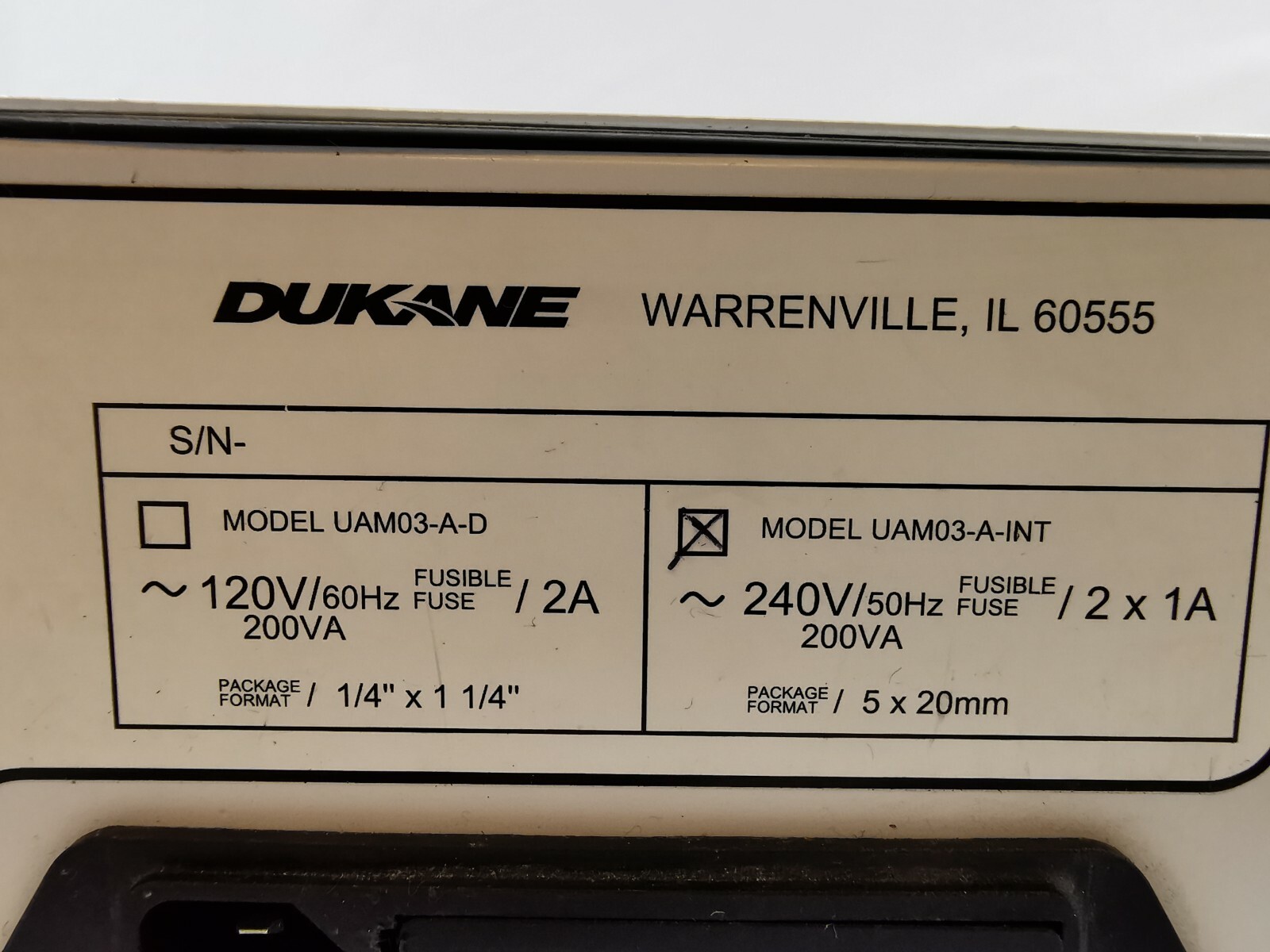 DUKANE UAM03-A-INT DUKANE UAM03-A-INT 240V/ 50Hz / 2X1A 200VA 3