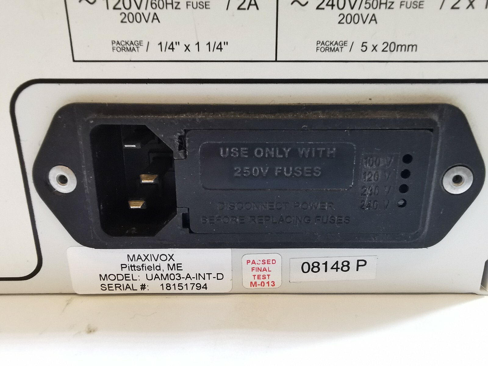 DUKANE UAM03-A-INT DUKANE UAM03-A-INT 240V/ 50Hz / 2X1A 200VA 4