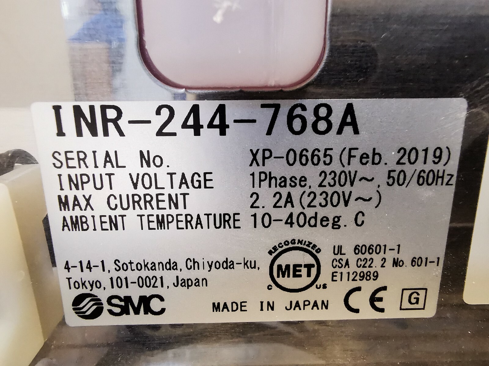SMC INR-244-768A SMC INR-244-768A TEMPERATURE CONTROLLER 7