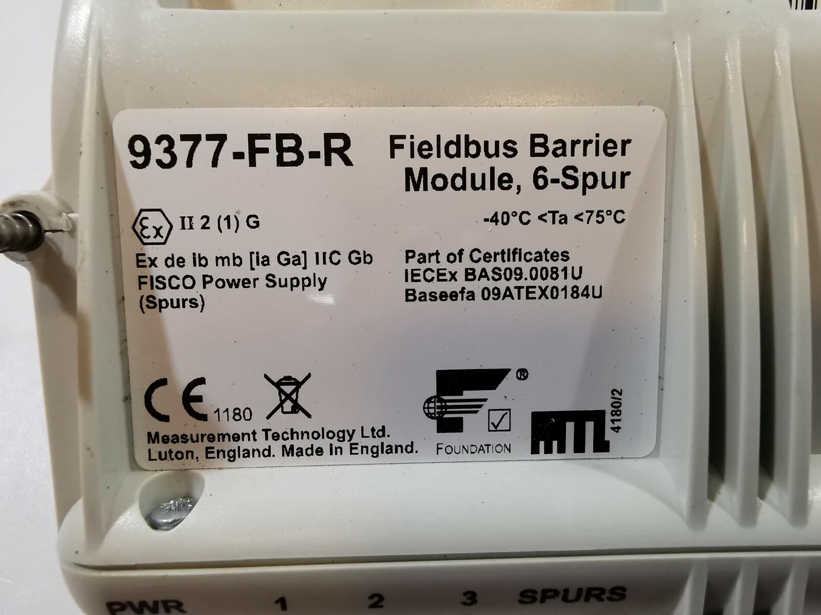 Eaton 9377-FB-R Eaton 9377-FB-R / 9377FBR VER.01 Fieldbus Barrier Module 6-Spur 4