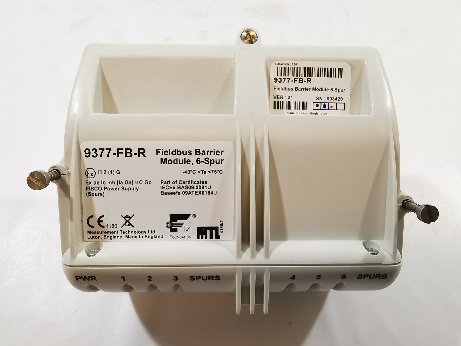 Eaton 9377-FB-R / 9377FBR VER.01 Fieldbus Barrier Module 6-Spur
