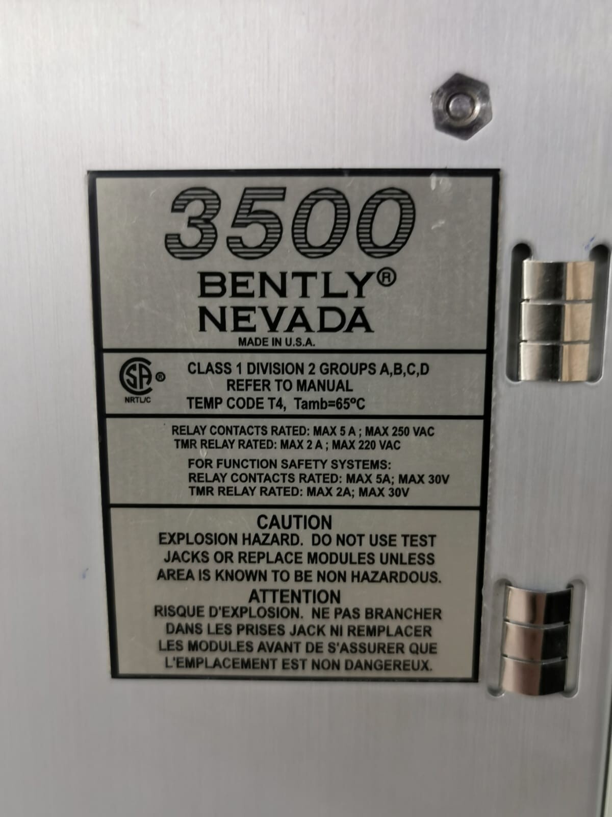 Bently Nevada 176449 BENTLY NEVADA 3500/40M PROXIMITOR MONITOR PWA 176449-01U 9