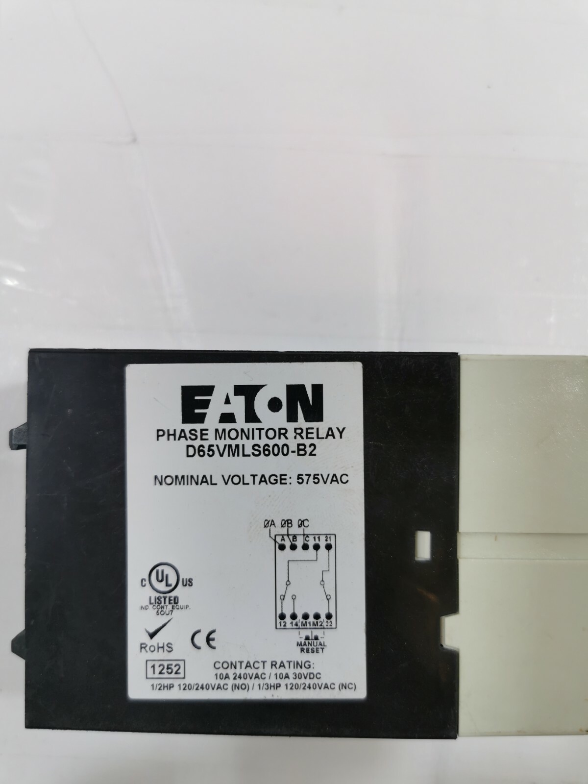 Eaton D65VMLS600-B2 EATON D65VMLS600-B2 PHASE MONITOR RELAY 5
