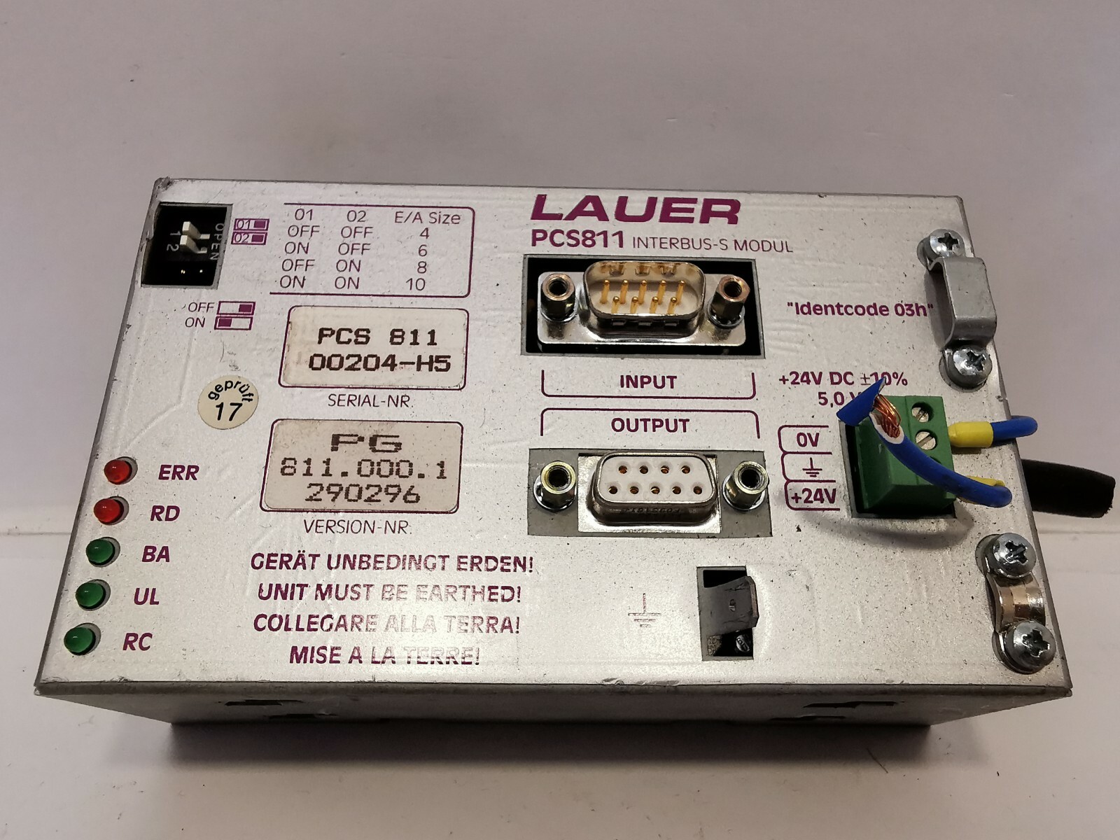 LAUER PCS811 LAUER PCS811 INTERBUS-S MODUL 4