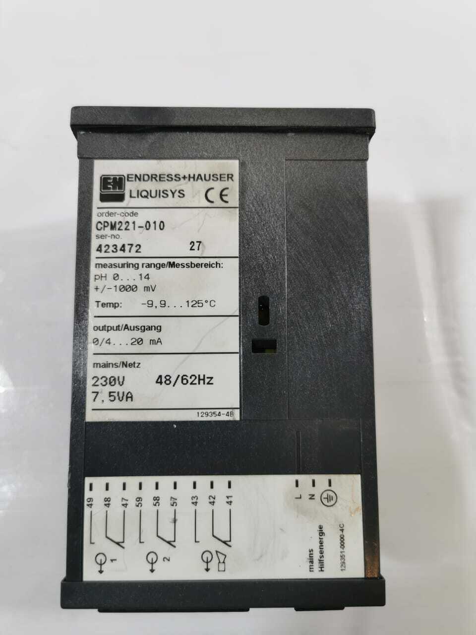 Endress+Hauser CPM221-010 ENDRESS+HAUSER LIQUISYS CPM221-010 230V 7.5VA 48/62Hz 3