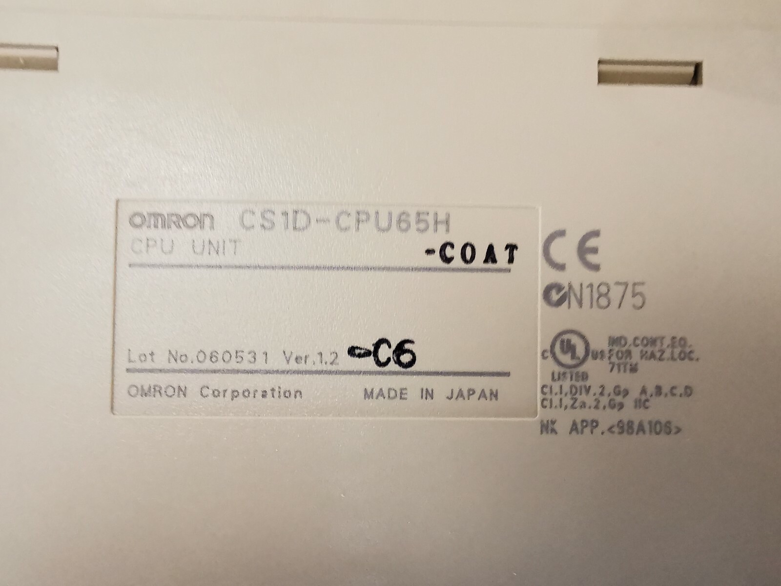 Omron CPU65H OMRON SYSMAC CS1D-CPU65H PROGRAMMABLE CONTROLLER 3