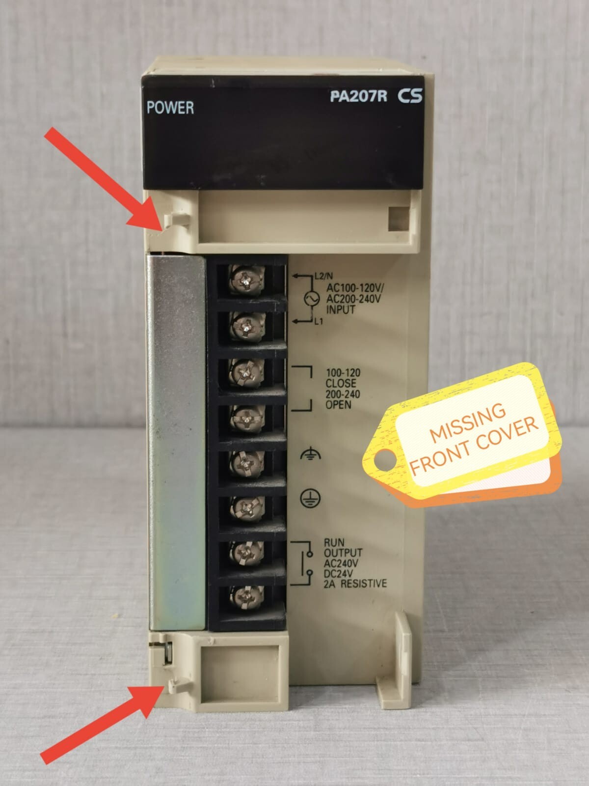 Omron PA207R OMRON CS1D-PA207R POWER SUPPLY UNIT - Missing Front Cover & 3