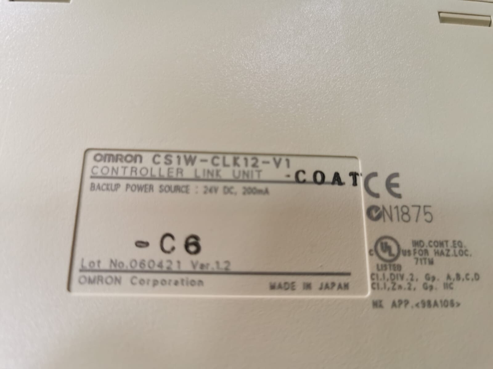 Omron CLK12-V1 OMRON CS1W-CLK12-V1 CONTROLLER LINK UNIT VER.1.2 6