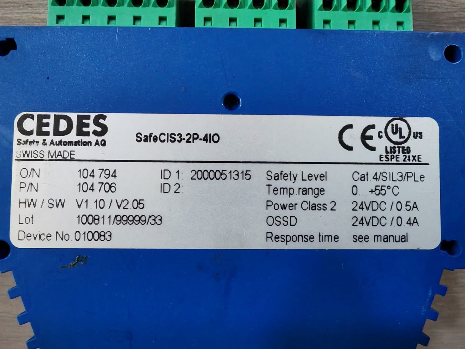 CEDES 104706 CEDES 104706 CIS3-2P-4IO SAFE CONTROLLER 4