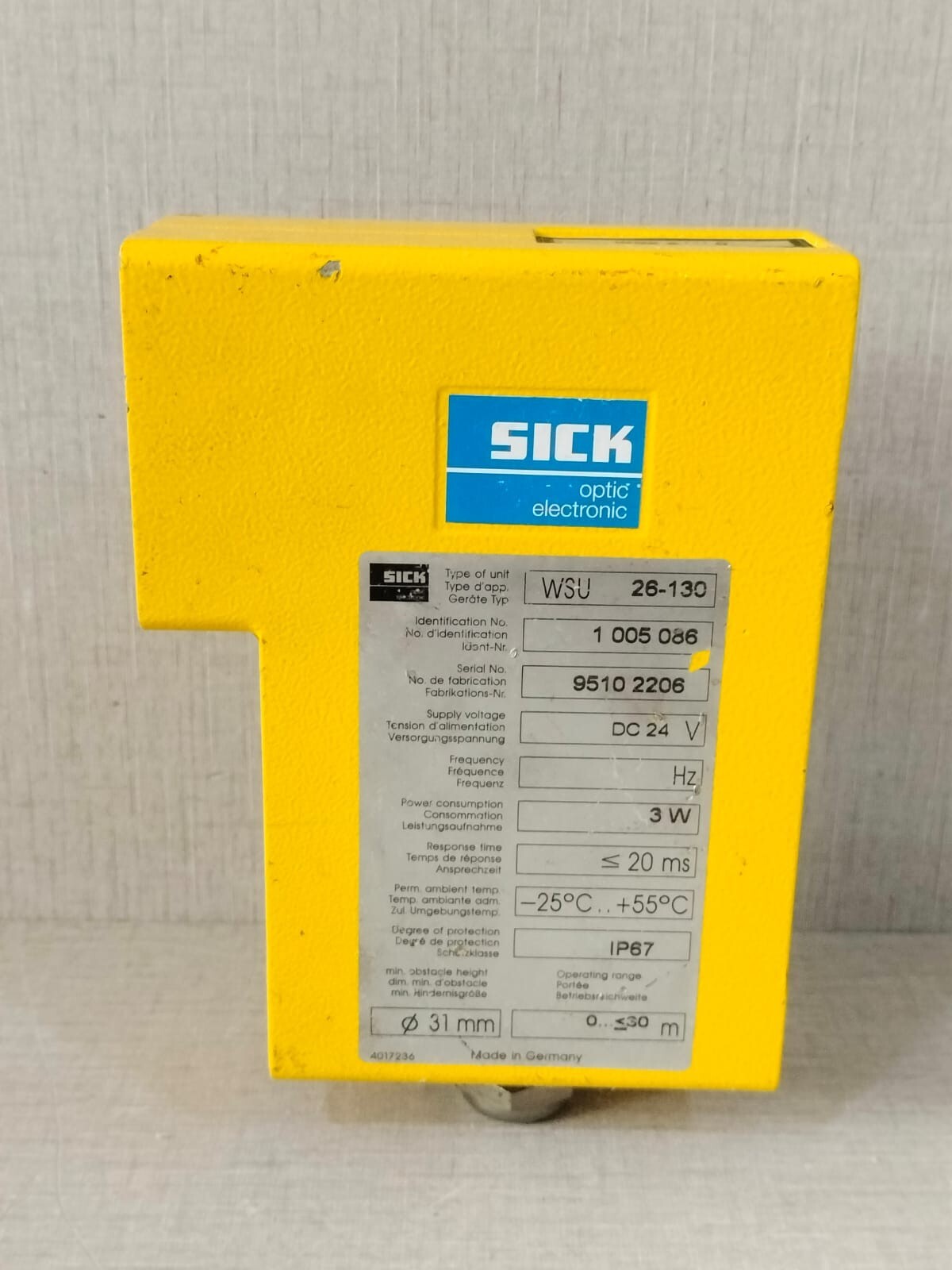 SICK OPTIC ELECTRONIC WSU 26-130 SICK OPTIC ELECTRONIC WSU 26-130 DC 24V 8