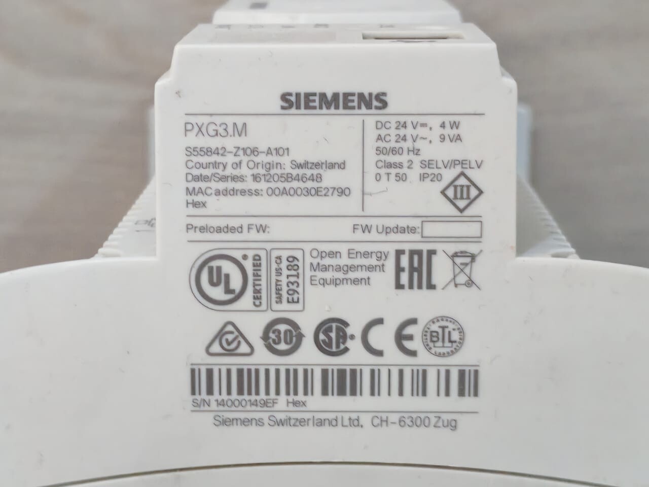 Siemens PXG3.M SIEMENS PXG3.M BACNET ROUTER 24V 6