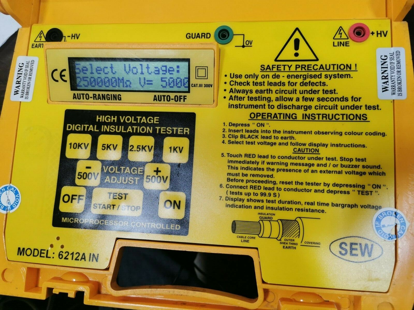SEW Eurodrive 6212A-IN SEW 6212A IN DIGITAL HIGH VOLTAGE DIGITAL INSULATION TESTER 2