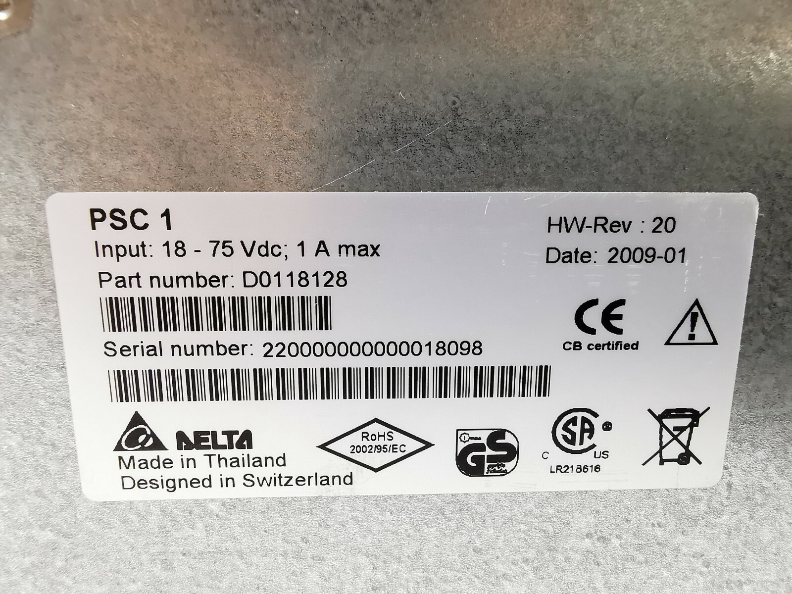 DELTA D0118128 DELTA PSC 1 POWER SUPPLY CONTROL D0118128 4