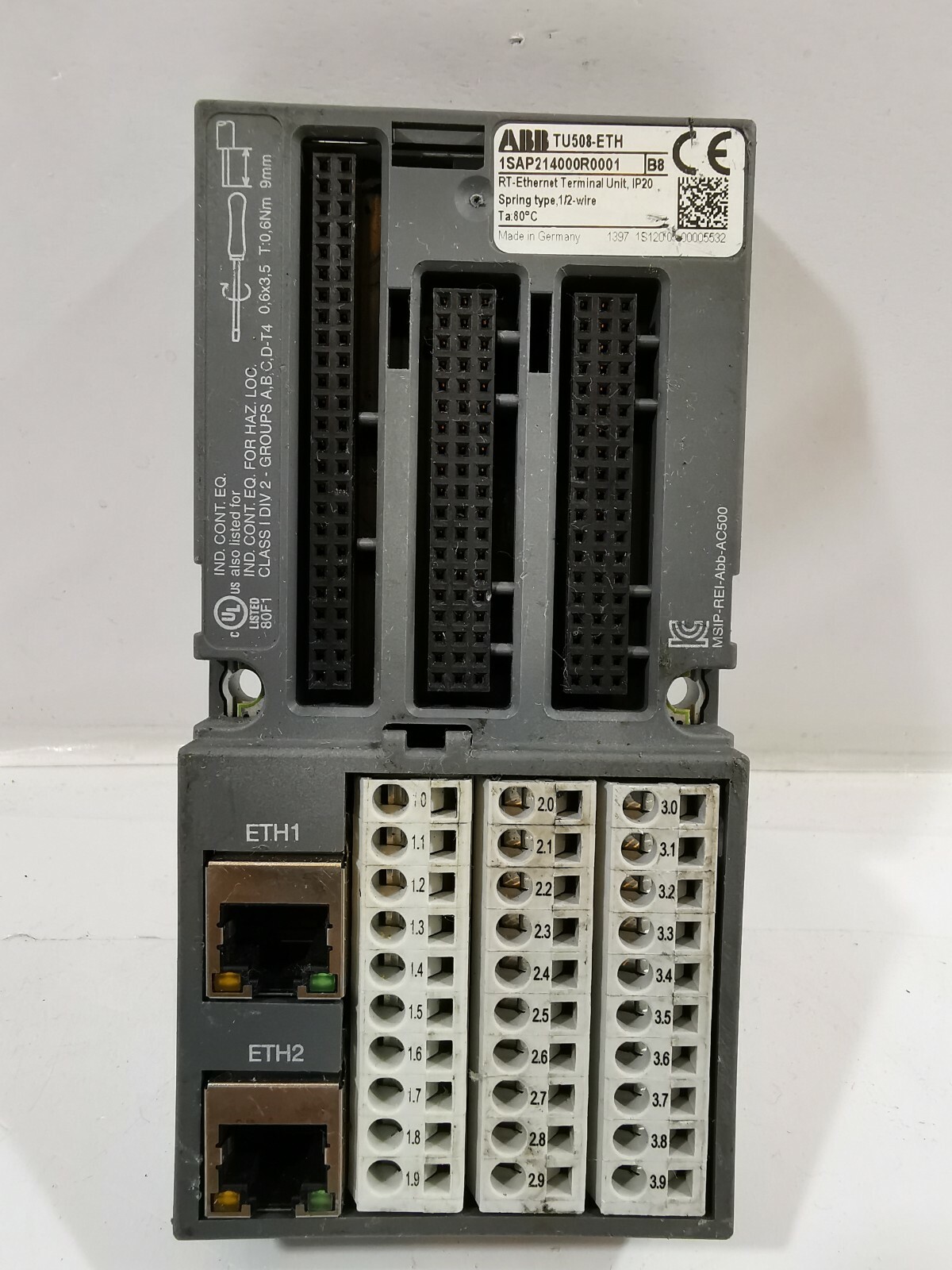 ABB 1SAP21400R0001 TU508-ETH ABB 1SAP21400R0001 Ethernet Terminal Unit 3