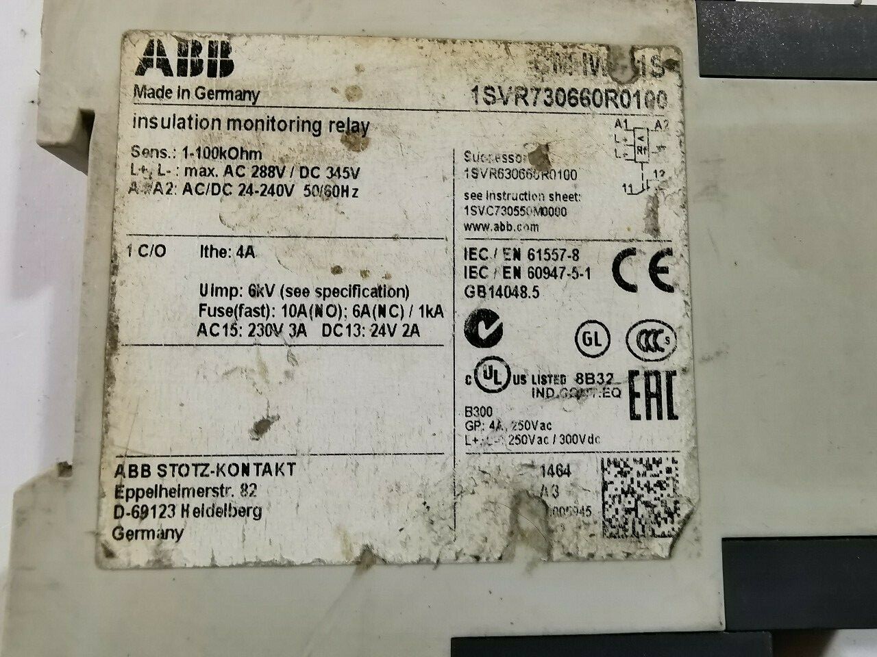 ABB CM-IWS ABB CM-IWS INSULATION MONITORING RELAY 1SVR730660R0100 3