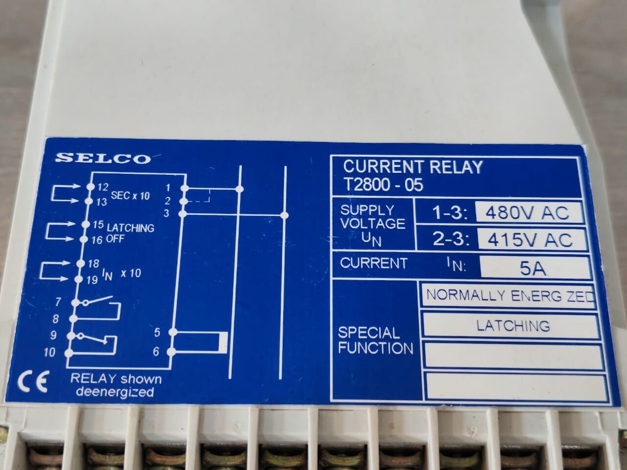 SELCO T2800-05 SELCO T2800-05 /T2800-05-00 OVERCURRENT RELAY 480VAC 415VAC 6