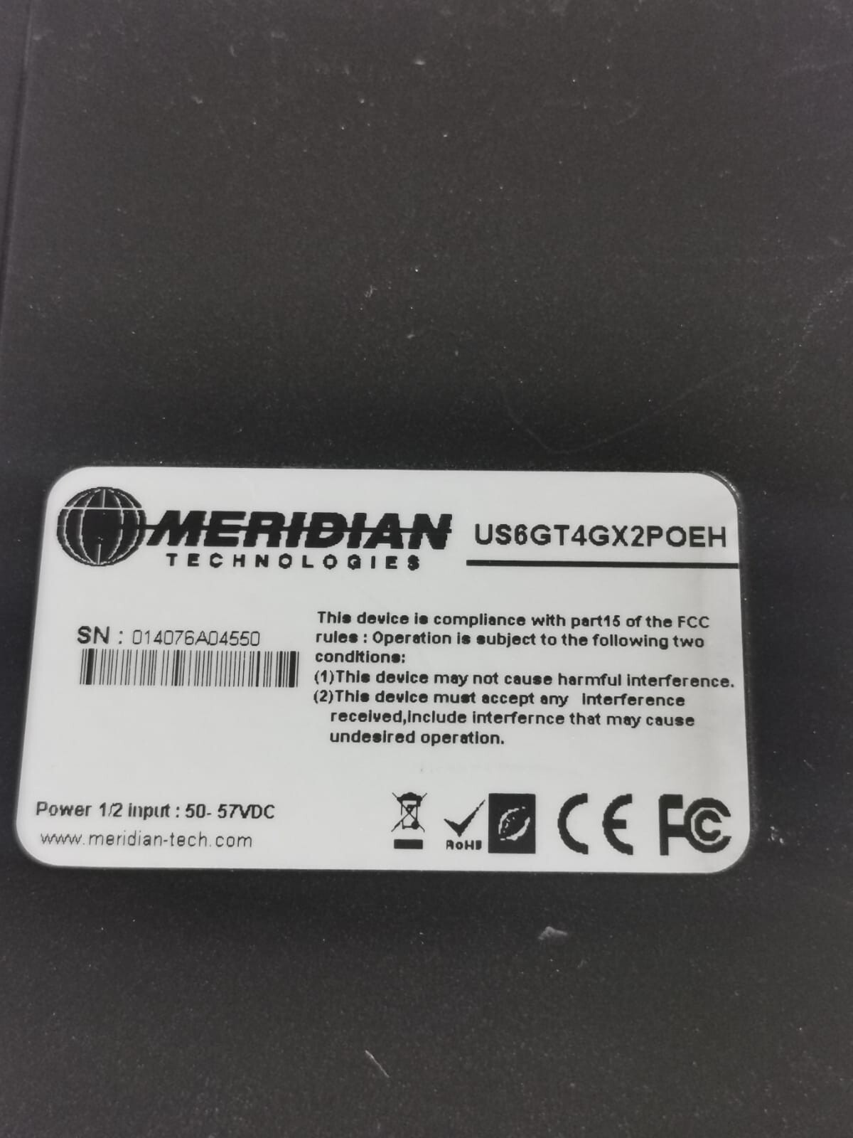 Meridian US6GT4GX2POEH MERIDIAN Technologies US6GT4GX2POEH Ethernet Switch 6