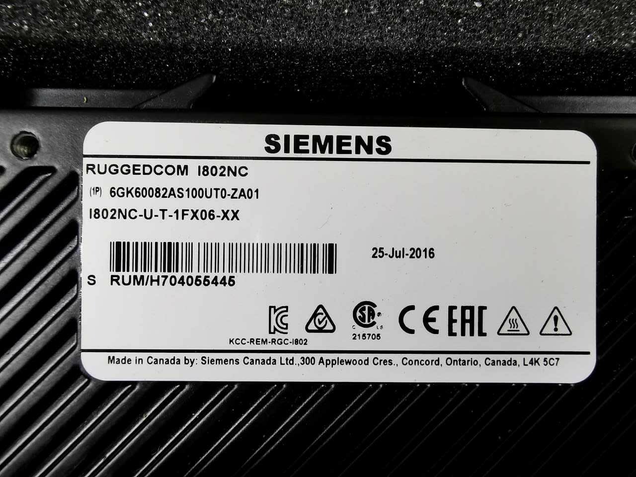 Siemens 6GK60082AS100UT0-ZA01 SIEMENS RUGGEDCOM i802 MEDIA CONVERTER 6GK60082AS100UT0-ZA01 7