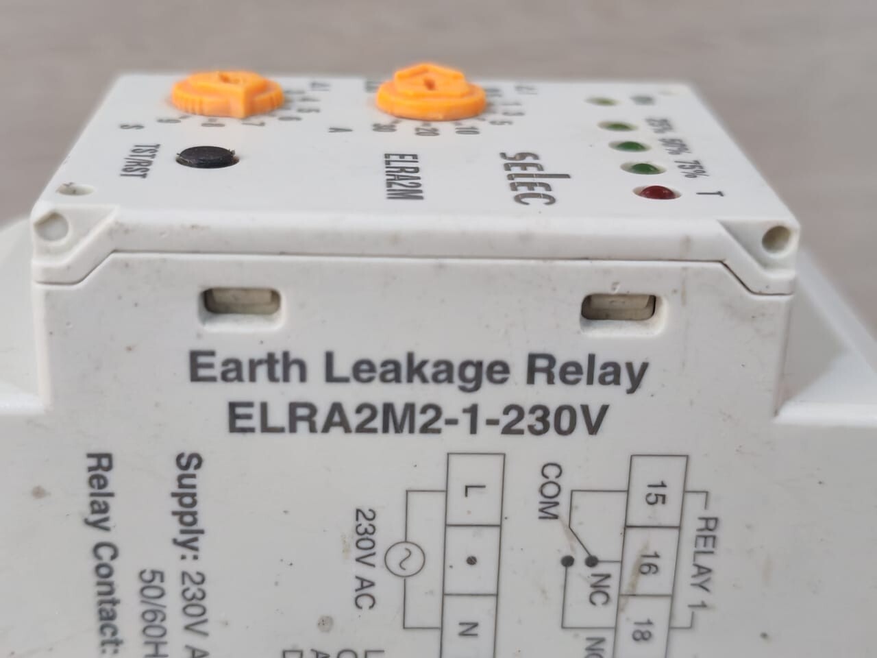 SELEC ELRA2M SELEC ELRA2M-1-230V EARTH LEAKAGE RELAY 7