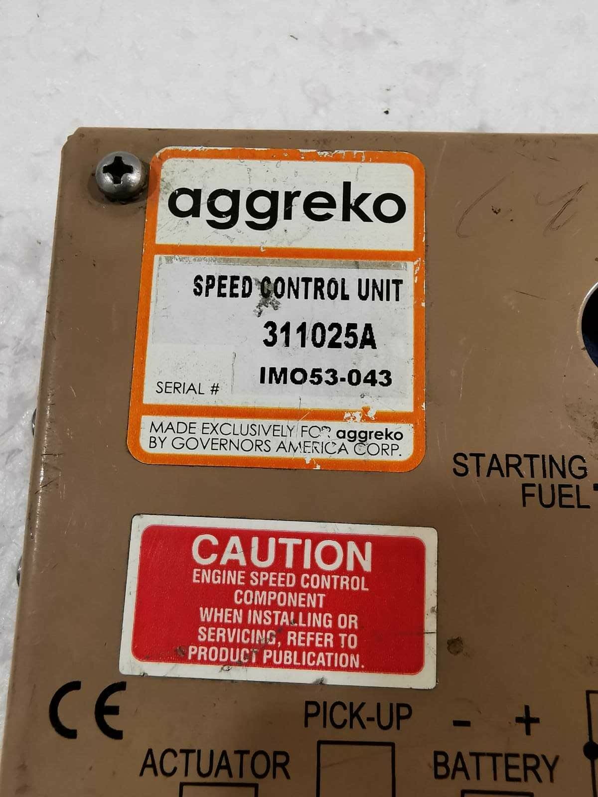 AGGREKO 311025A Aggreko 311025A SPEED CONTROL UNIT 3