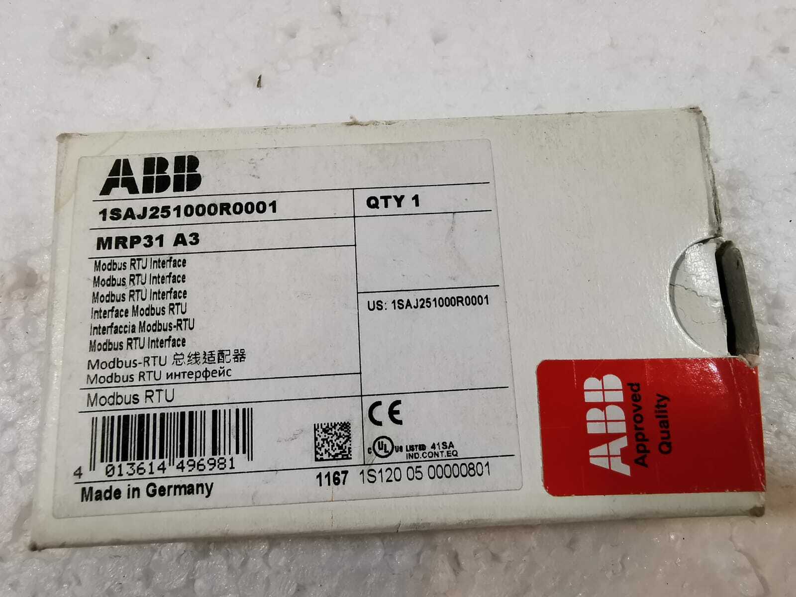 ABB MRP31 ABB 1SAJ251000R0001 MRP31 A3 Modbus RTU Interface 3