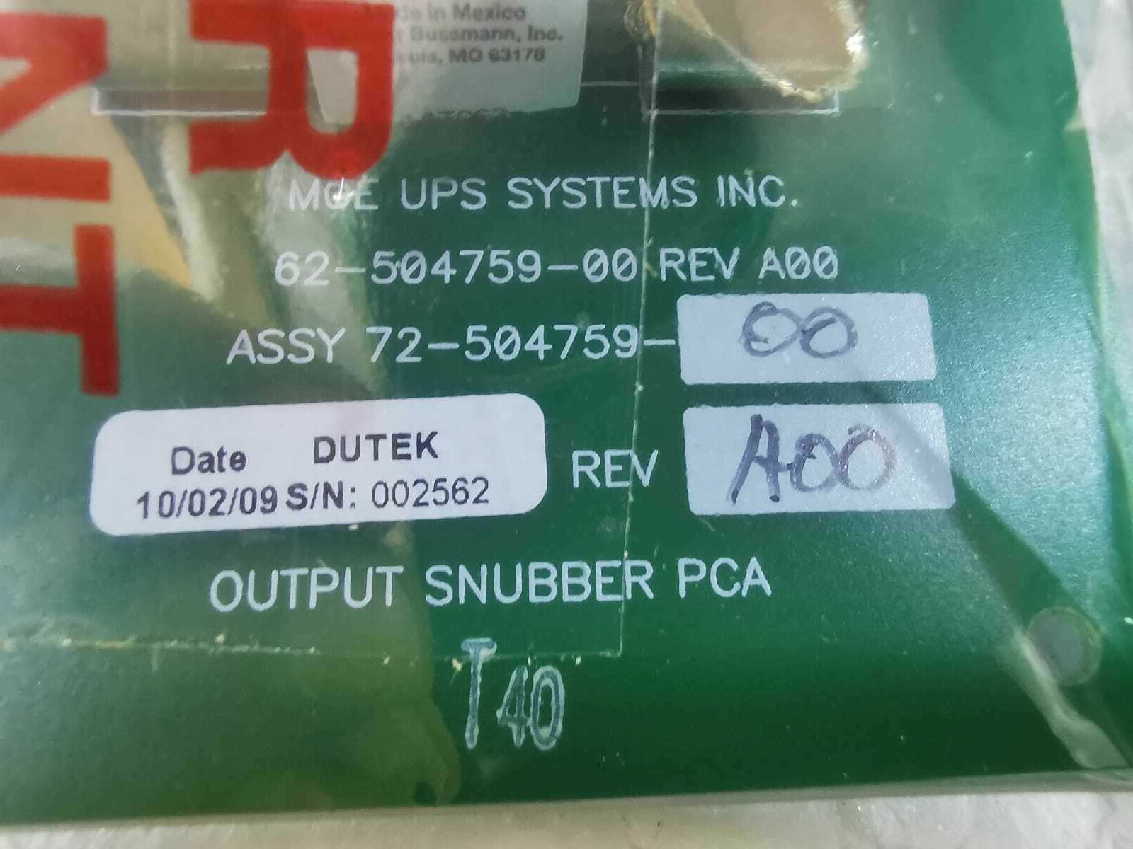 MGE 62-504759-00 MGE UPS Systems 62-504759-00 Assy 72-504759-00 System Interconnect Rev: A00 4