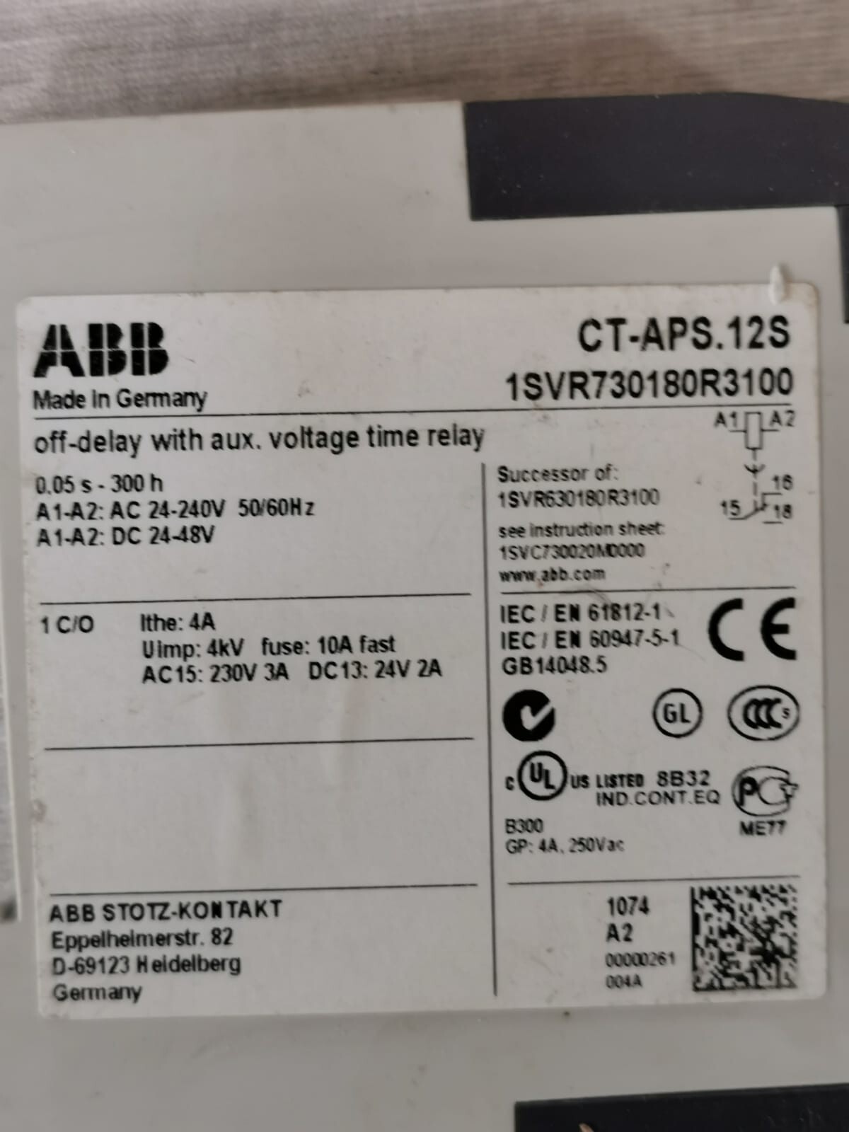ABB CT-APS-/1SVR730180R3100-+-ABB-CM-MSS-/1SVR430710R9300 ABB CT-APS /1SVR730180R3100 + ABB CM-MSS /1SVR430710R9300 THERMISTOR RELAY 3