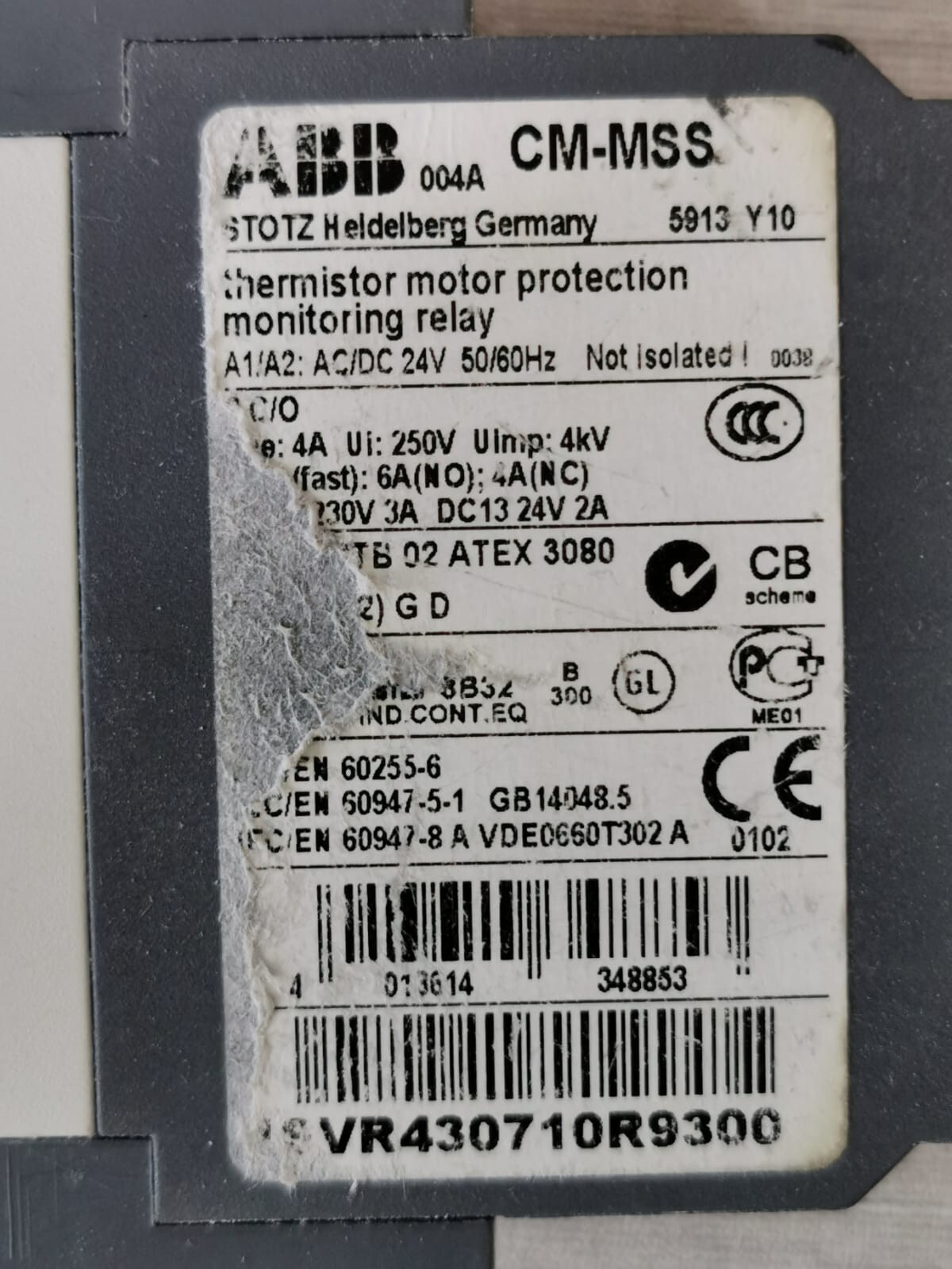 ABB CT-APS-/1SVR730180R3100-+-ABB-CM-MSS-/1SVR430710R9300 ABB CT-APS /1SVR730180R3100 + ABB CM-MSS /1SVR430710R9300 THERMISTOR RELAY 10