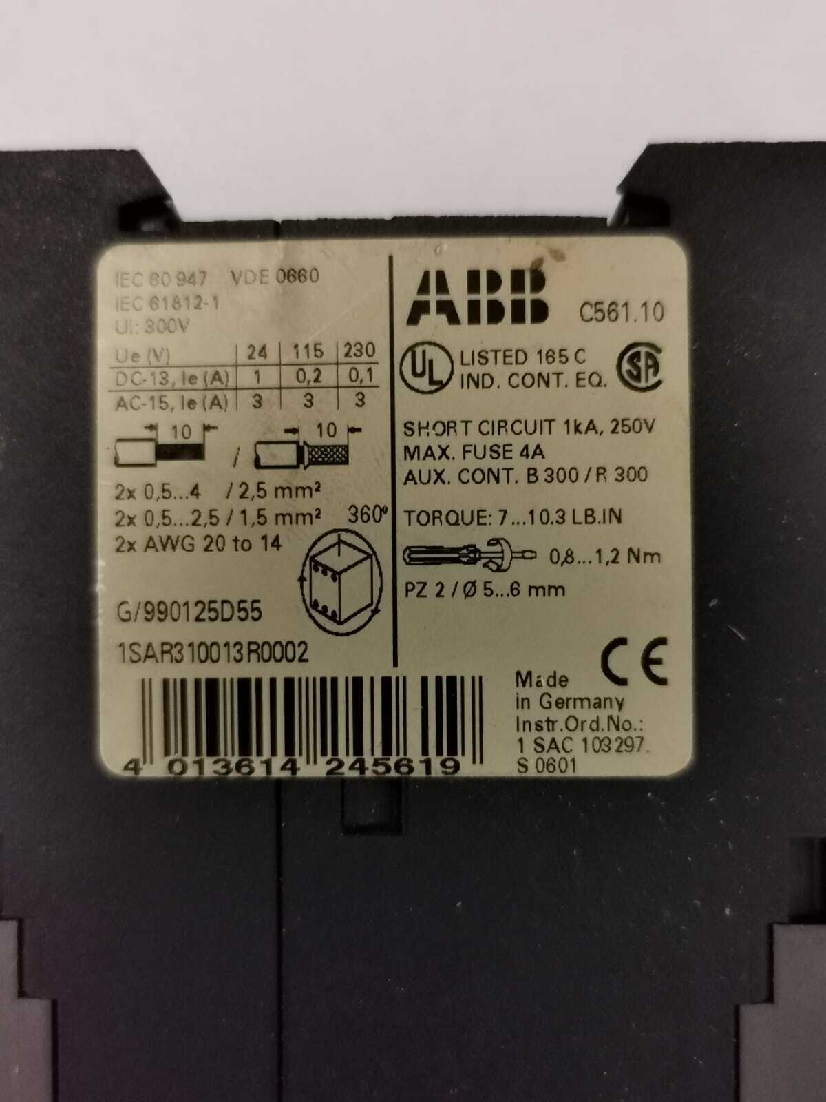 ABB C561.10 ABB 1SAR310013R0002 CONTROL UNIT C561.10 5