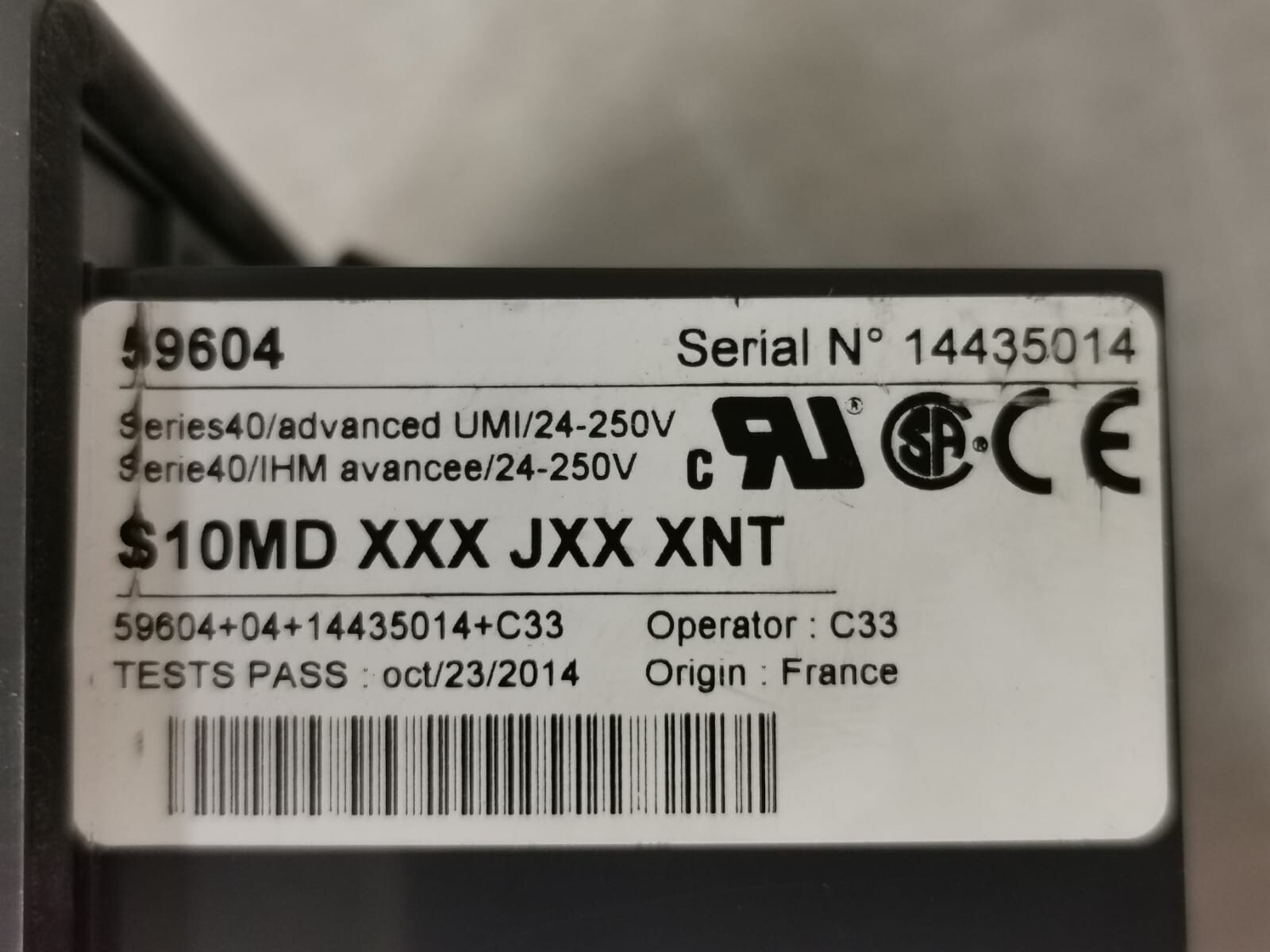 Schneider Electric SEPAM-59604 SCHNEIDER ELECTRIC SEPAM 59604 S10MD XXX JXX XNT 2