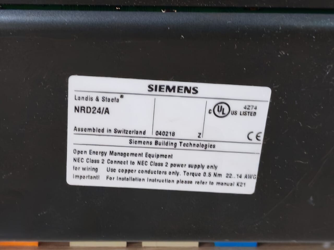 Siemens NRD24/A SIEMENS /LANDIS & STAEFA NRD24/A interlock device 6